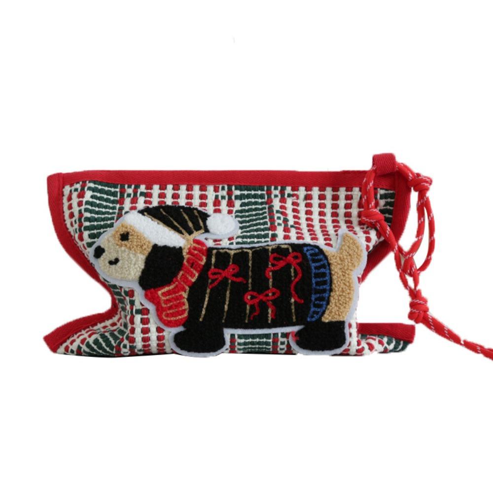 Rustic Style Dachshund Tissue Box Cotton Thread Paper Tissue Case Woven Tissue Bag Living Room