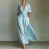 AAA Europäischer Stil Urlaub Elegant Vintage Lässig Einfarbige Schlankmachendes Maxikleid