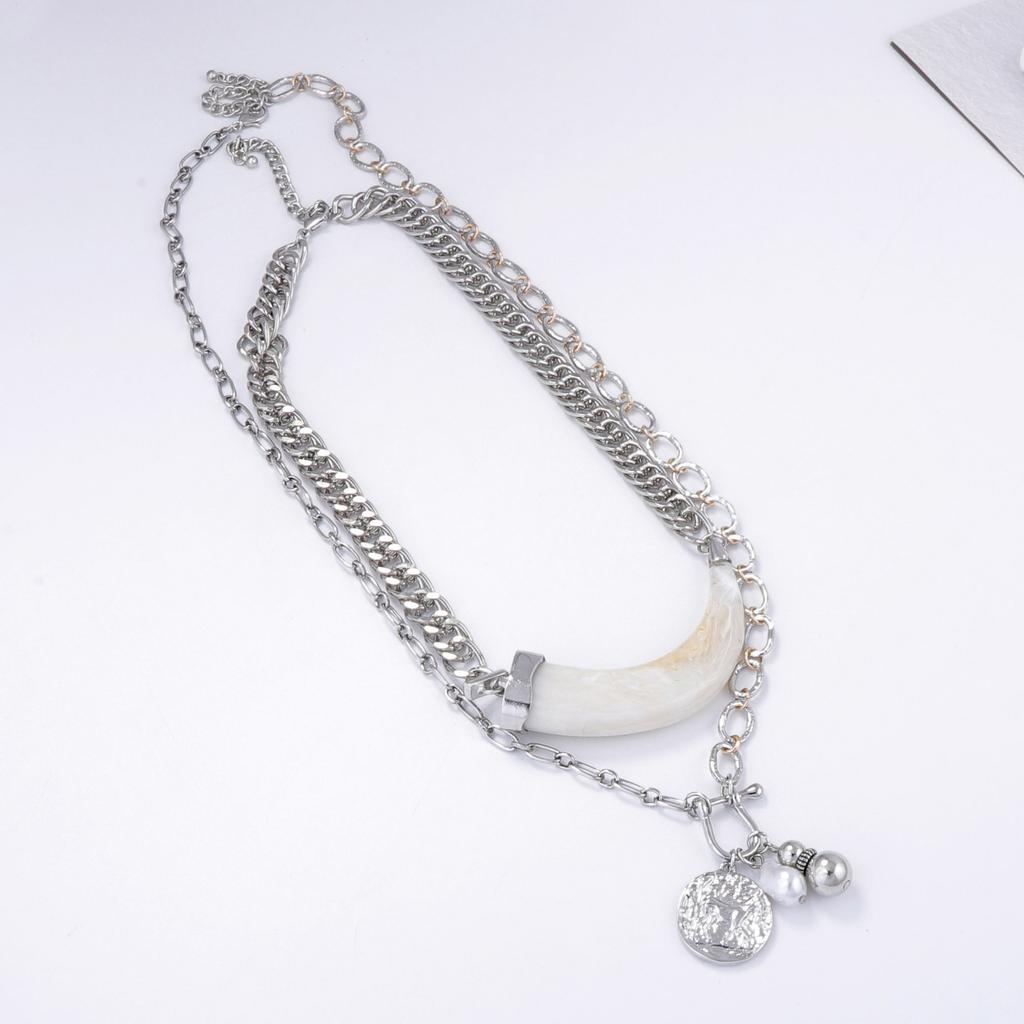 Personality trend unique creative design sense multi-layer animal horn pendant chain necklace versatile casual style
