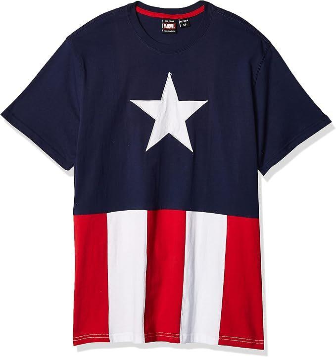 26 Marvel Movie Captain America Cut & Sew Applique Tee Shirt New Unisex T-Shirt XL