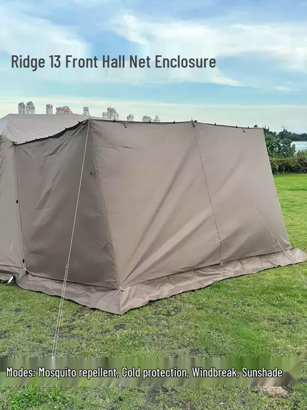 Silver-Coated Ridge 13 Automatic Tent - Dark Coffee, Two Rooms, One Hall, Outdoor Camping Gear.