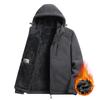 Men Autumn/Winter Fleece-Lined Thickened Jacket Solid Color Warm Heat Fleece-Lined Outdoor Sports Casual Connected