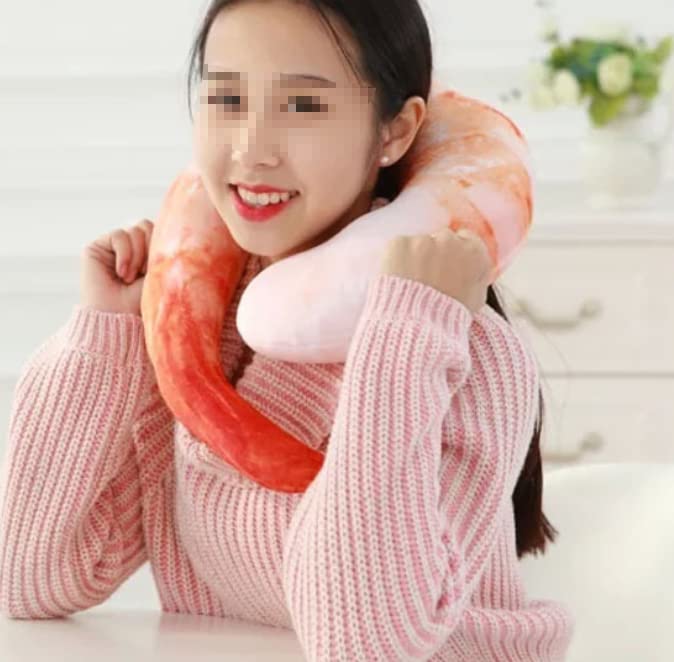 Sweet shrimp cushion, neck pillow, huggable pillow, fun pillow, travel, nap, food, plush toy, fun item, event, party, gift