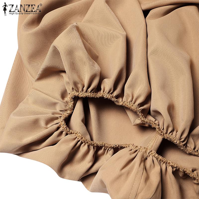 ZANZEA Womens Casual Elastic Waist Loose Long Bud Skirt