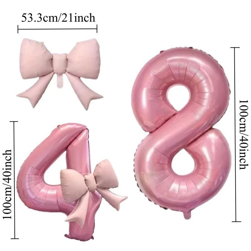 40inch Pink Bowknot Number Foil Balloons Wedding Birthday Party Decoration Anniversary Decorat Photo Props Party Supplies