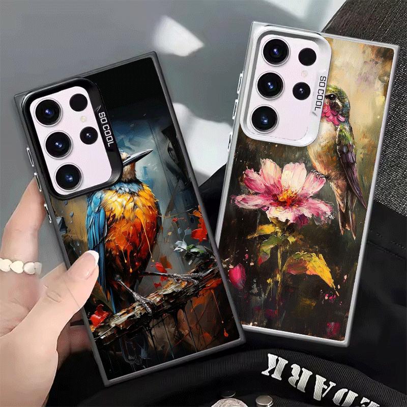 Bird Oil Painting Style Shockproof Phone Case for Samsung Galaxy S26 Edge S25 Ultra S24 FE S23 Plus S21 Cover Anti Fall Fundas