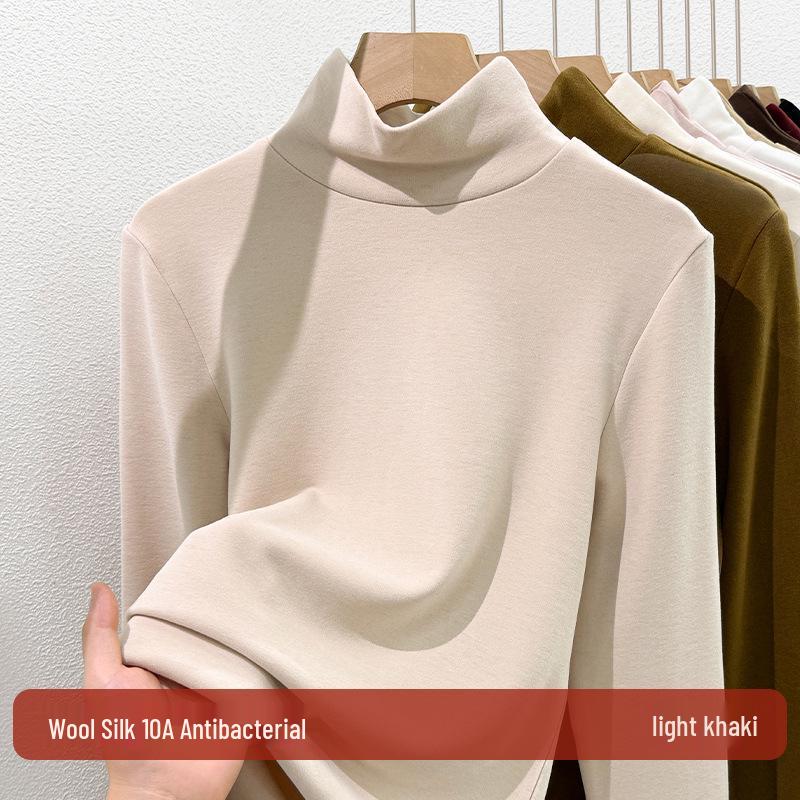 Women's 2025 Warm High-Neck Base Layer Top, Thickened Silk with Lambswool Lining