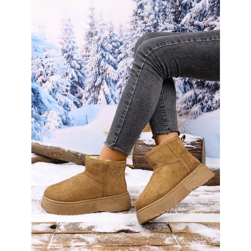 Women's Winter New Platform Snow Boots Fleece Lined Thickened Bread - Style Cotton Boots
