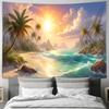 Tropical Beach Sunrise Landscape Tapestry  Romantic Seaside Decorative Wall Hanging