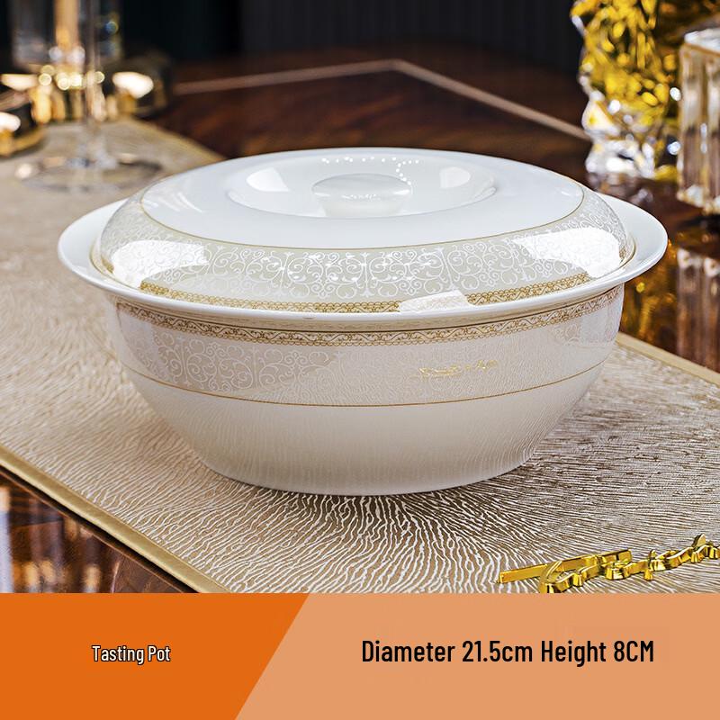Chuangjingpin 56-Piece European Style Gold Rim Bone China Dinnerware Set