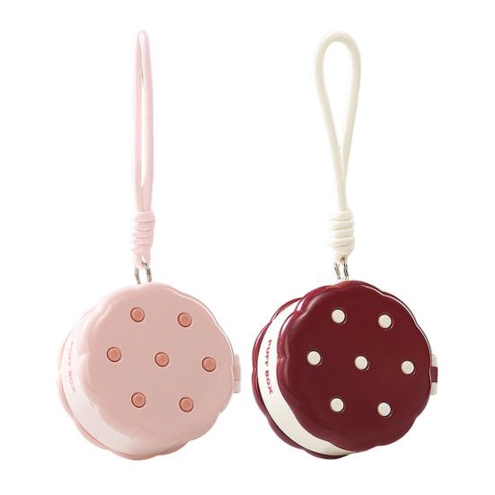 Round Powder Puff Box Double-Tier Wet And Dry Separation Makeup Puff Case Portable Makeup Sponge Organizer with Lanyard for Women Girls Travel Storage