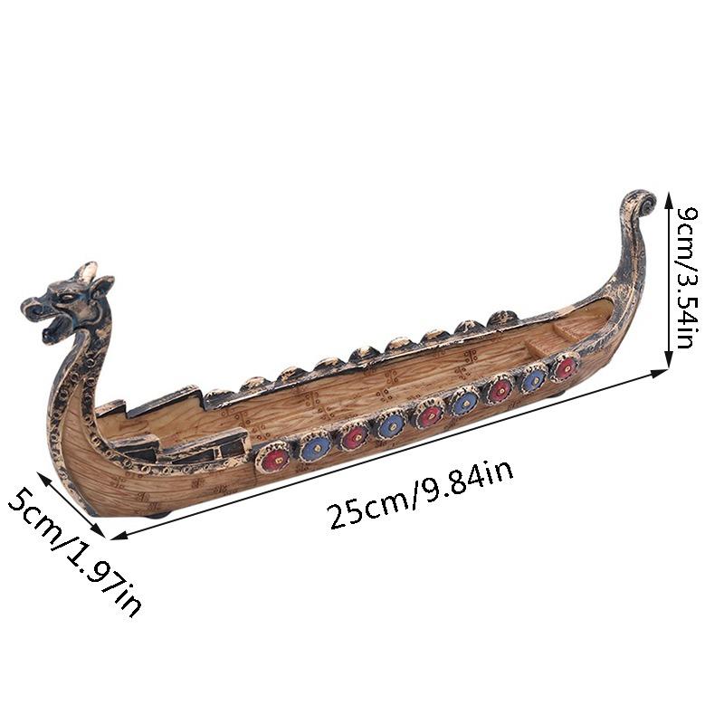 Retro Incense Burner Dragon Boat Incense Stick Holder Traditional Chinese Design Hand Carved Carving Censer Ornaments Home Decor