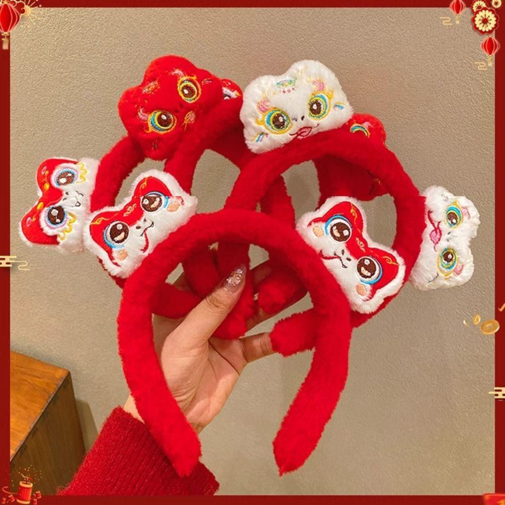 Plush New Year Hair Hoop Mascot Cartoon Headband Cute Snake Year Hairband  Girls