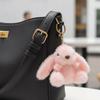 Fluffy Soft Rabbit Plush Pendant Metal Ring Rabbit Plush Key Ring Rabbit Fur Keychains  Women Girls