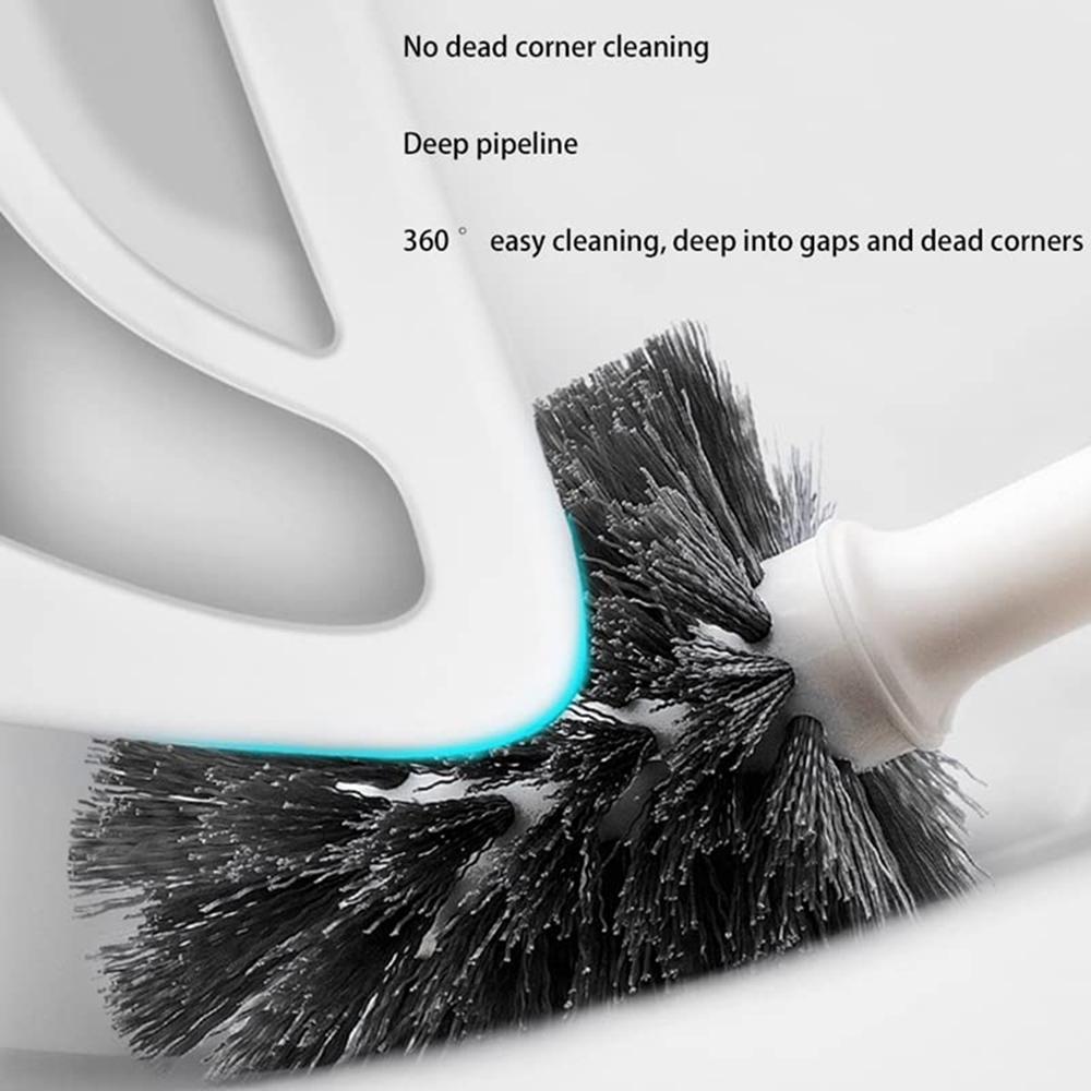 Long Handle Toilet Cleaner Brush Plunger Bathroom Cleaning Tool with Holder Base Set
