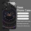 Artistic Lotus Flower Pattern Tempered Glass Phone Case for Motorola Moto G85 G84 G75 G55 G24 Edge 50 Fusion 40 Neo 30 Pro Cover