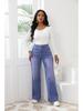 2024 Amerikanische High-Waist Straight-Leg Jeans: Trendige Damen Plus Samt Denim für Herbst/Winter
