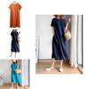 Luxurious Cotton Loose And Thin Dress For Women With Short Sleeves And Round Neck