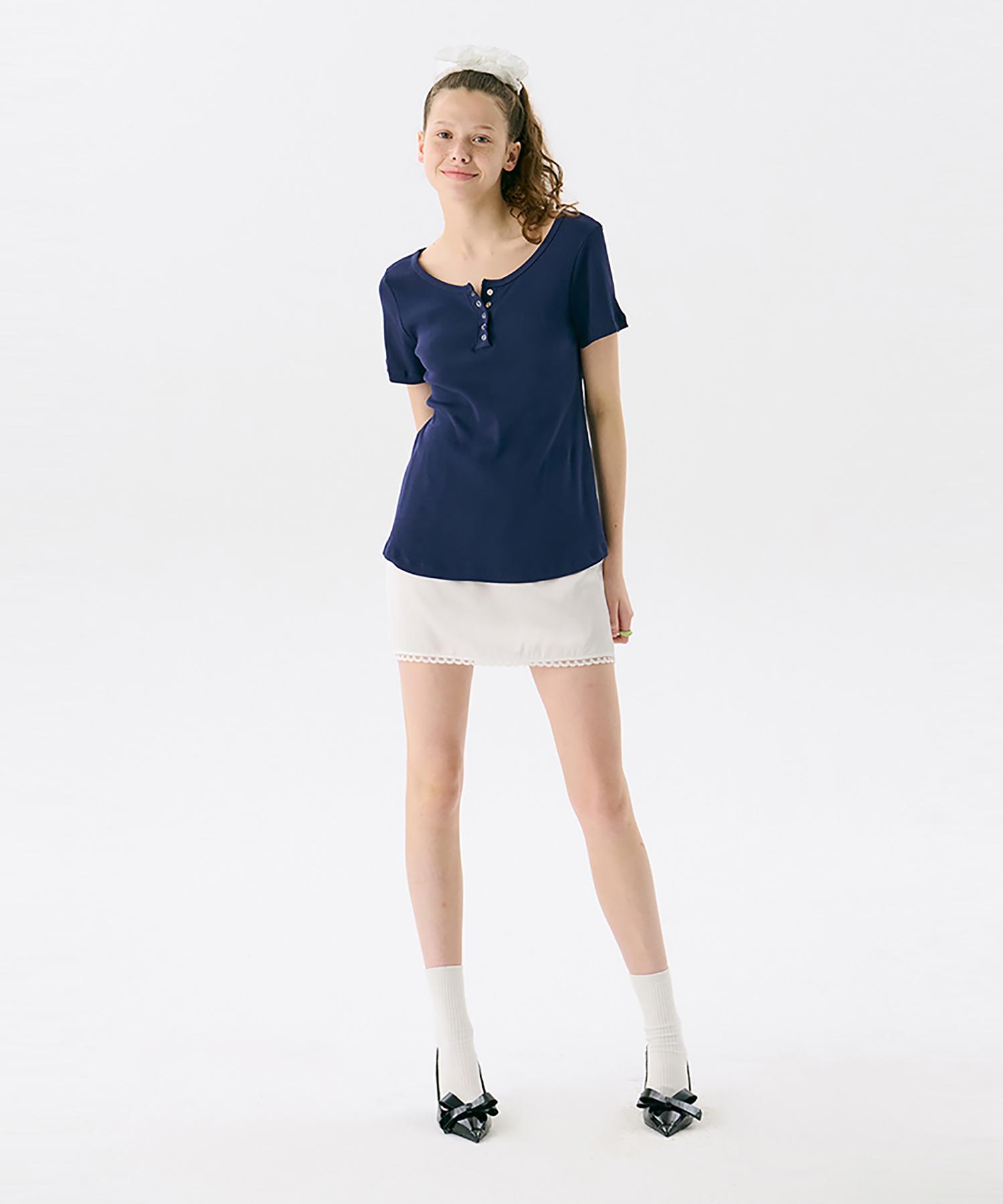 Jun Jun Space Henry Neck Half T_Navy S