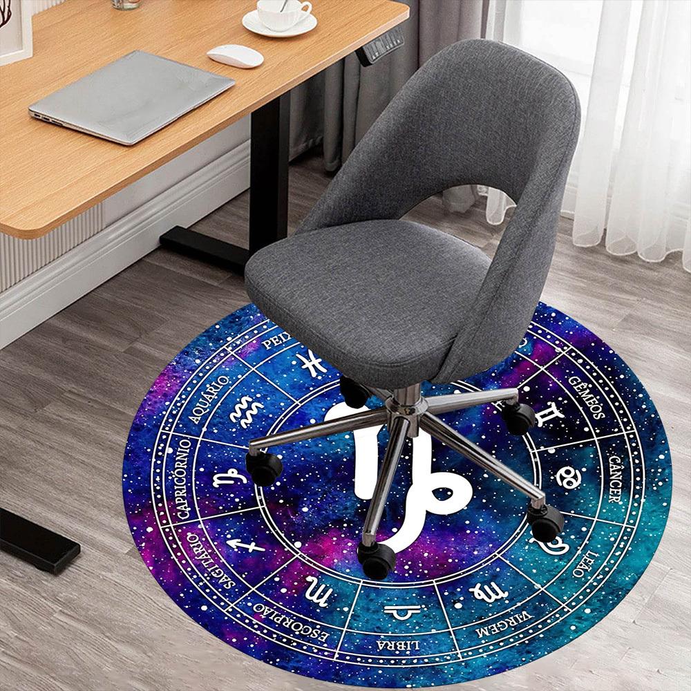 1pc Horoscope Zodiac Round Chair Mat Area Rug - Non-Slip, Floor Mat for Office, Bedroom, and Indoor Decor C1125394
