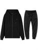 Unisex Polo Embroidered Velvet Hoodie & Pants Set - Trendy Spring/Autumn Style