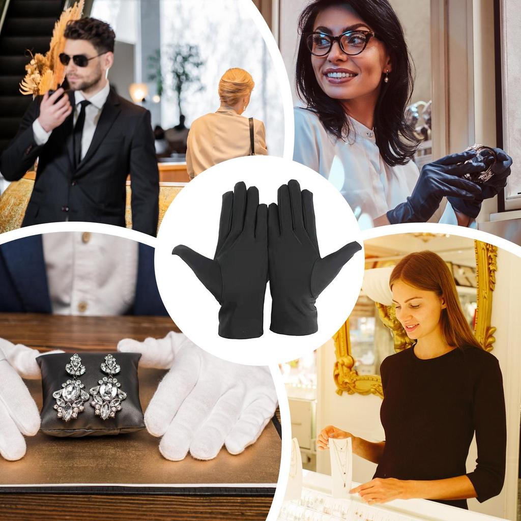 1Pair Practical Jewelry Gloves Wrist Length Gloves Black Gloves Work for protection Coin Inspection Gloves for Fetching Jewels