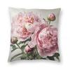 Pink Peonies Flower Square Pillowcase Polyester Linen Velvet Pattern Zip Decor Pillow Case Sofa Cushion Cover