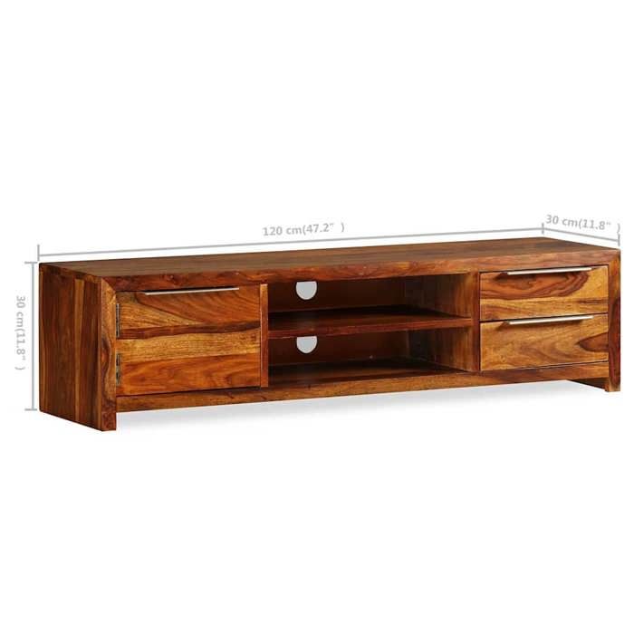 VidaXL Bois Massif de Sesham Meuble TV Armoire Basse Divertissement Salon 243945