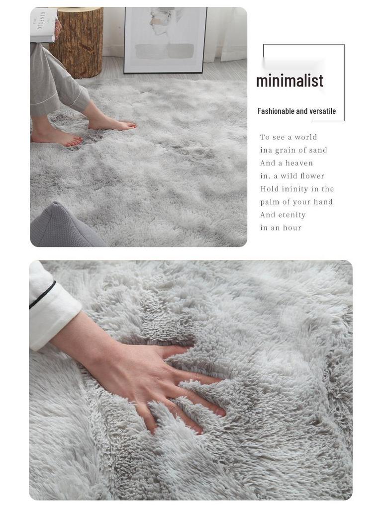 Silk and Wool Tie-Dye Plush Bedroom Rug