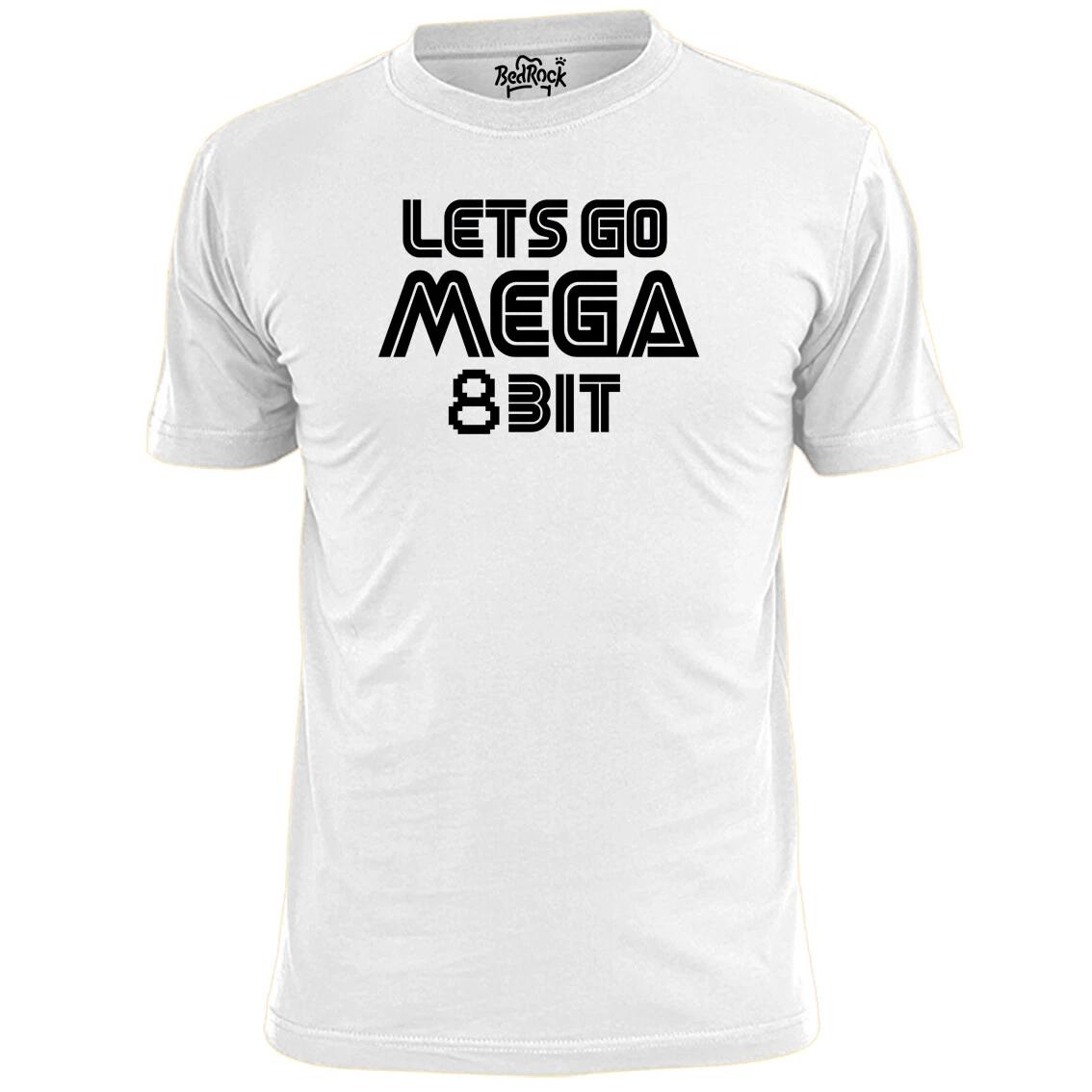 Mens Lets Go Mega 8 Bit T shirt Retro Gaming Vintage L