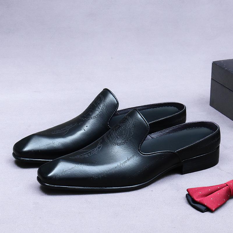 Men's Handmade Retro British Leather Half-Slippers