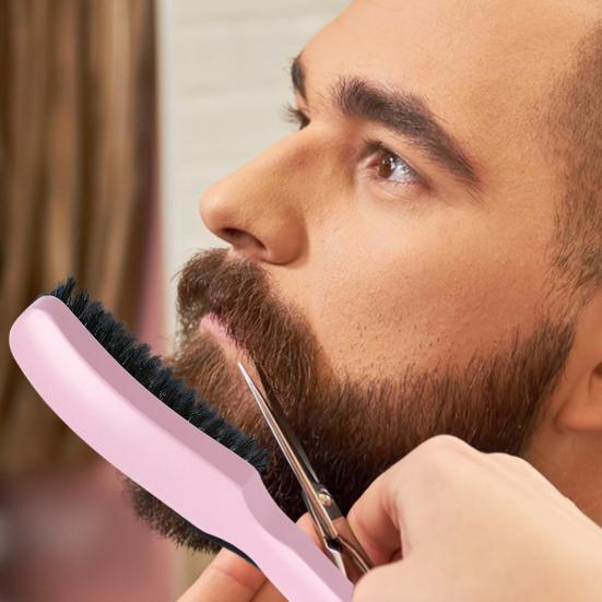 Men Beard Brush with Handle Nylon Beard Brush Home Boar Bristle Ergonomic Carved Salon Men Mustache