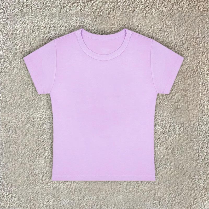 Summer new commuter solid color multi-color round neck simple slim-fitting printable T-shirt top women