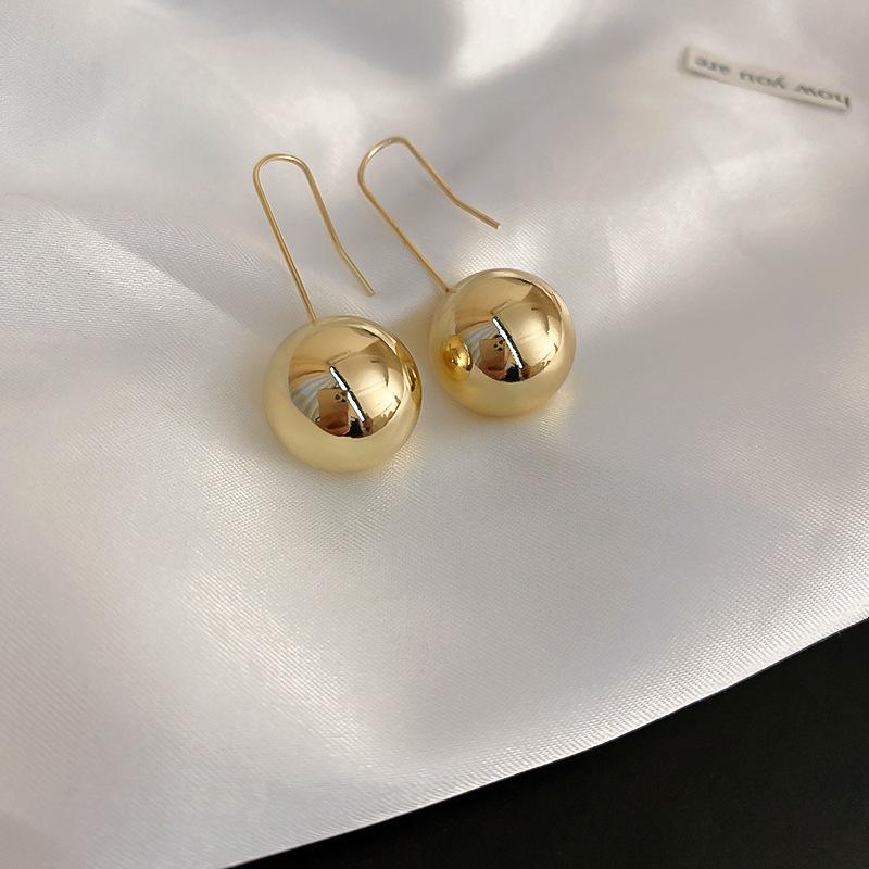 European and American Simple Geometric Beanie Stud Earrings Personalized Trend Earrings Metal Cold Wind Earrings Women