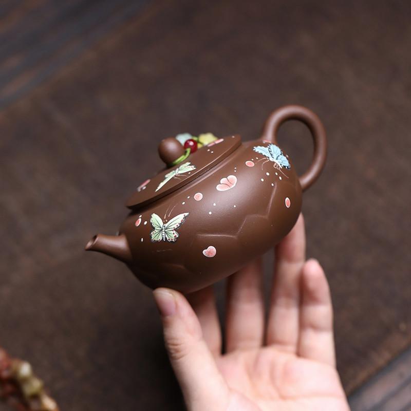 

Chinese Tradition Yixing Purple Clay Teapot Handmade Butterfly Tea Pot Household Beauty Kettle Zisha Tea Set Teaware 140ml