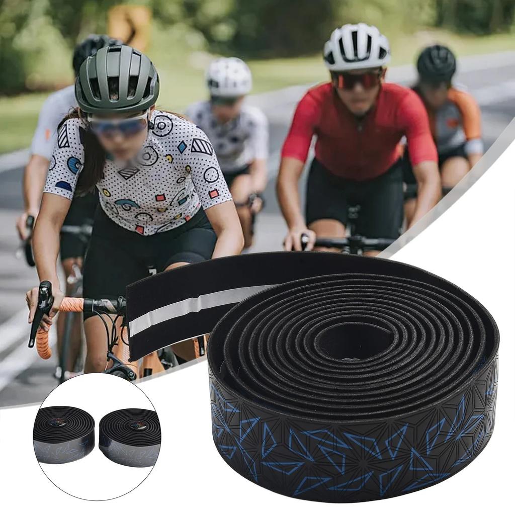 1/2Pcs Anti-Slip Handlebar Tape PU Road Bike Shock Absorption Handle Bar Tape With Bar End Plugs For Bicycle Racket Cycling Tools