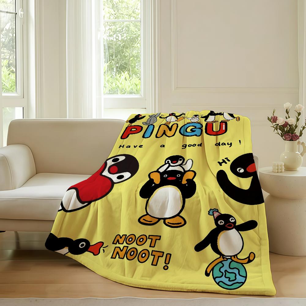 Cartoon P-Pingu Cute Blanket Warm Soft Suitable For Bedroom Sofa Bed Living Room Office Travel Camping Gifts