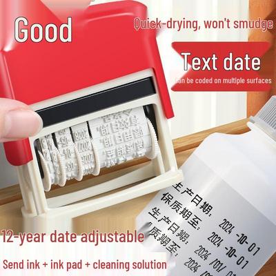 Versatile Manual Date Stamp Coder: Adjustable Year, Month, Day Inkjet Imprinter for Food Packaging