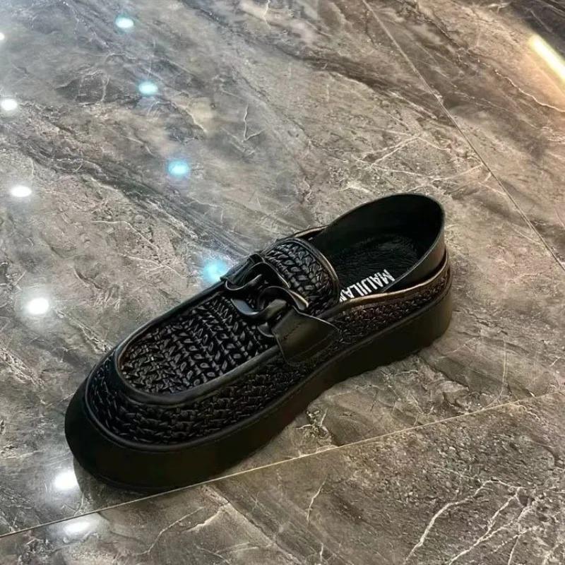 Black Brown Casual Business Loafers Man Platform Shoes Sandals Women Shoe Man Slip on Mules Half Shoes Man