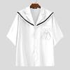 INCERUN Oversized Men Naval Collar Short Sleeve Stitching Casual Loose Shirts Tops