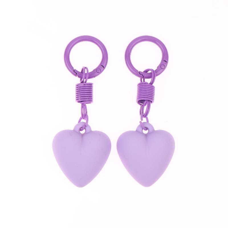 2Pcs Cute Candy Color Heart Keychain Korean Simple Love Keyring Bag Pendant Hanging Decoration Car Key Holder Couple Gifts