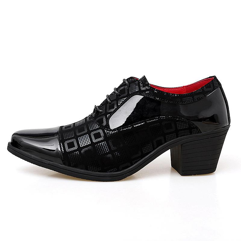 Pointed leather shoes men's height-increasing leather shoes youth trend British style small leather shoes men's fashion