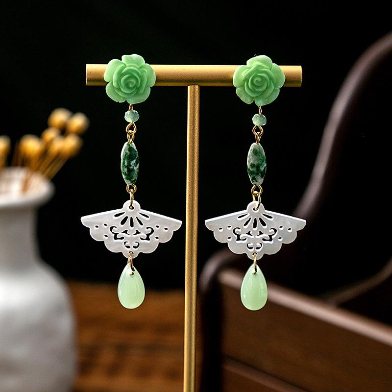 BLINGBAY Women's New Chinese Style Imitation Pearl Earrings Chinese Style Butterfly Drop-shaped Tassel Earrings Simple Hanfu Accessories Retro Jewelry