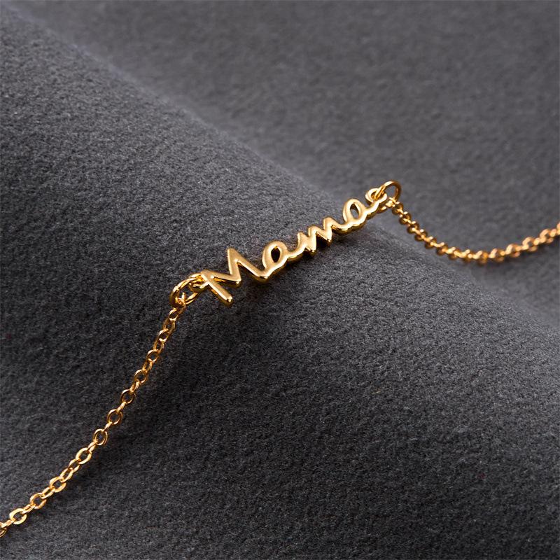 Simple Letter Mama Charm Bracelet for Women Metal 3 Colors Double Layer Chain Bangle Fashion Zircon Mother Day Wrist Gift
