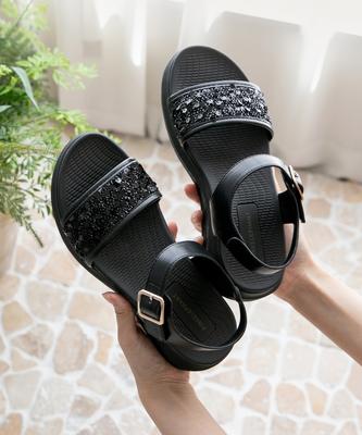 Pink Elephant (Wide Soft Sole) Stella Glitter Velcro Cushion Sandals (5Cm)