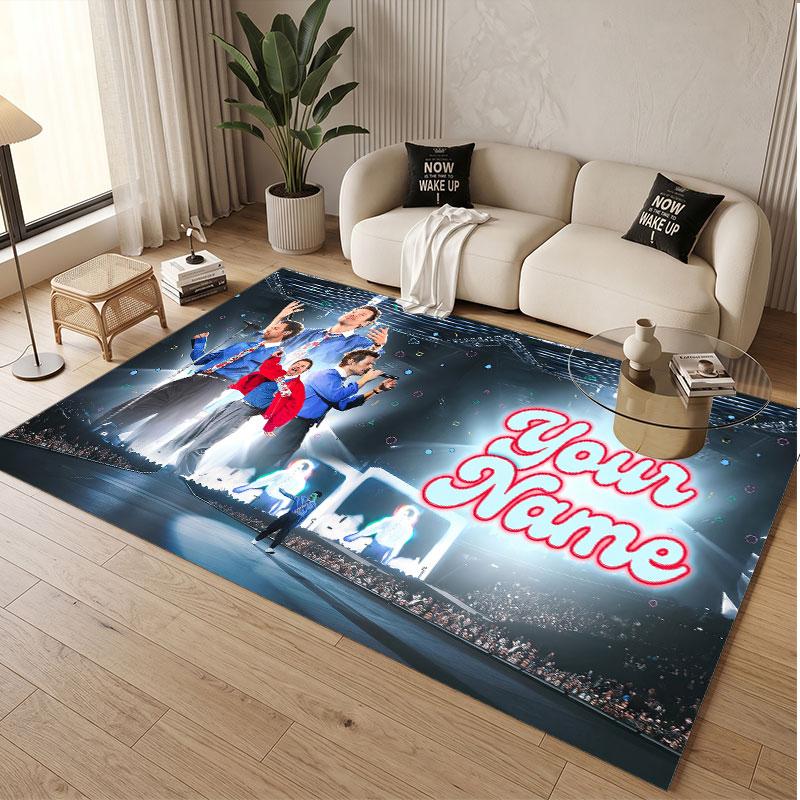 Custom Name Crystal Velvet Rug,Harry Styles Comfortable Anti Slip Floor Mat For Room Decoration