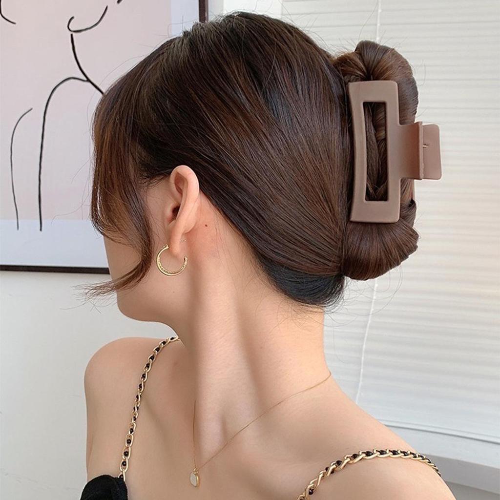 Large Coffee Frosted Hair Claw for High Ponytail and Back of Head Styling