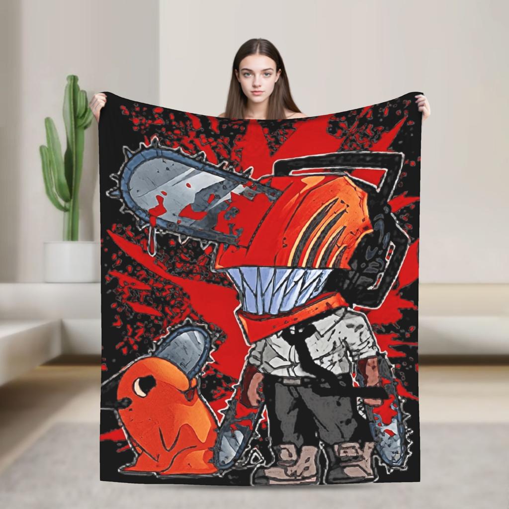 Denji Makima Aki Hayakawa Team Chainsaw Man Warm Blankets Girls Boys Plush Throw Blanket Street Trend Outdoor Flannel Bedsprea