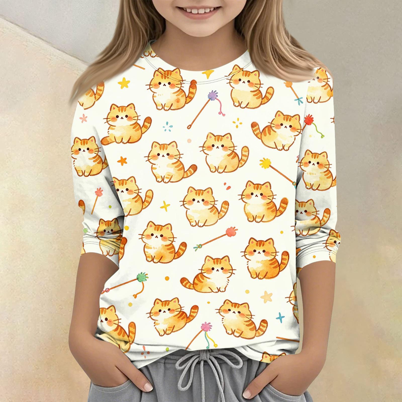 

Kids Animal Print Crew Neck Three Quarter Sleeve Casual T Shirt Soft Comfortable Fabric Lightweight Design Suitable for Everyday Wear 110