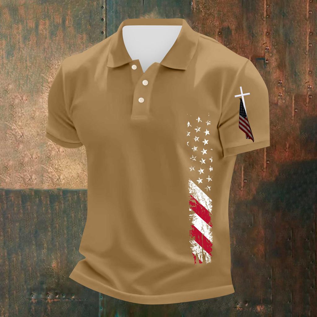 Men's Casual Independence Day Printed Neck Short Sleeve T-Shirt